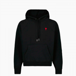 AMI PARIS HOODIE AMI DE COEUR ROUGE NOIR