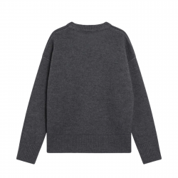 AMI PARIS PULL CREWNECK GRIS AMIN DE COEUR ROUGE